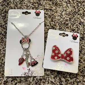 Minnie Mouse Ring & Necklace Set NWT